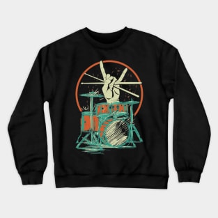 Retro Drum Set Music Drummer Drumsticks Crewneck Sweatshirt